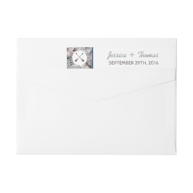 Modern Tribal Feathers Bohemian Wedding Wrap Around Label (Back)