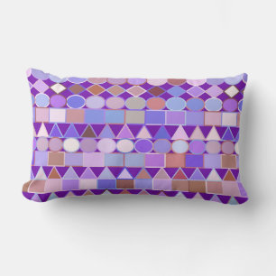 Modern Tribal Geometric, Amethyst Purple and Taupe Lumbar Cushion