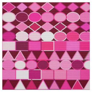 Modern Tribal Geometric, Burgundy and Pink Fabric