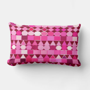 Modern Tribal Geometric, Burgundy and Pink Lumbar Cushion
