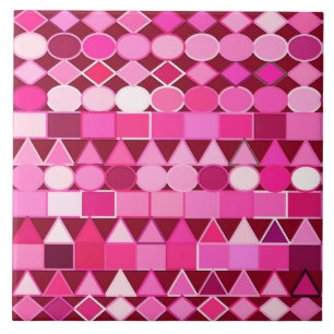 Modern Tribal Geometric, Burgundy and Pink Tile