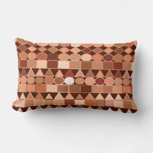 Modern Tribal Geometric, Chocolate Brown and Tan Lumbar Cushion