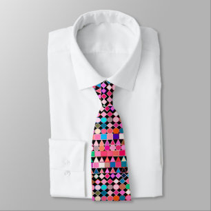 Modern Tribal Geometric, Jewel Colours on Black Tie
