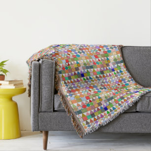 Modern Tribal Geometric, Multi Pastels on white Throw Blanket