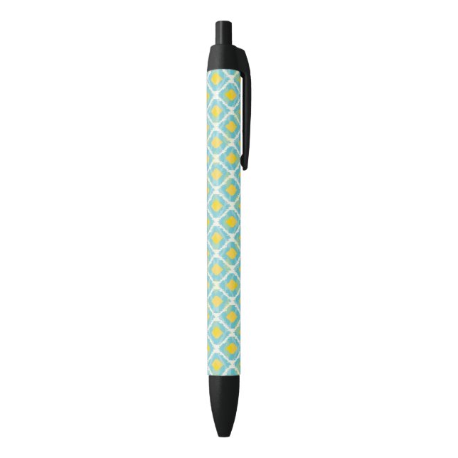 Modern tribal ikat blue yellow fashion black ink pen (Bottom (Vertical))