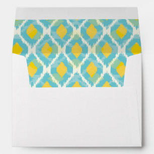 Modern tribal ikat blue yellow fashion envelopes