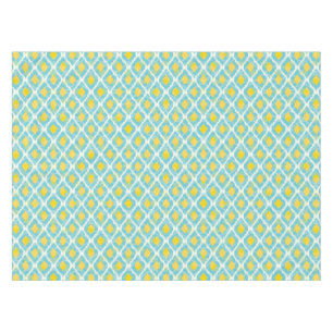 Modern tribal ikat blue yellow fashion tablecloth