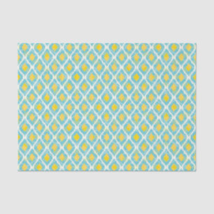 Modern tribal ikat blue yellow fashion tissue paper