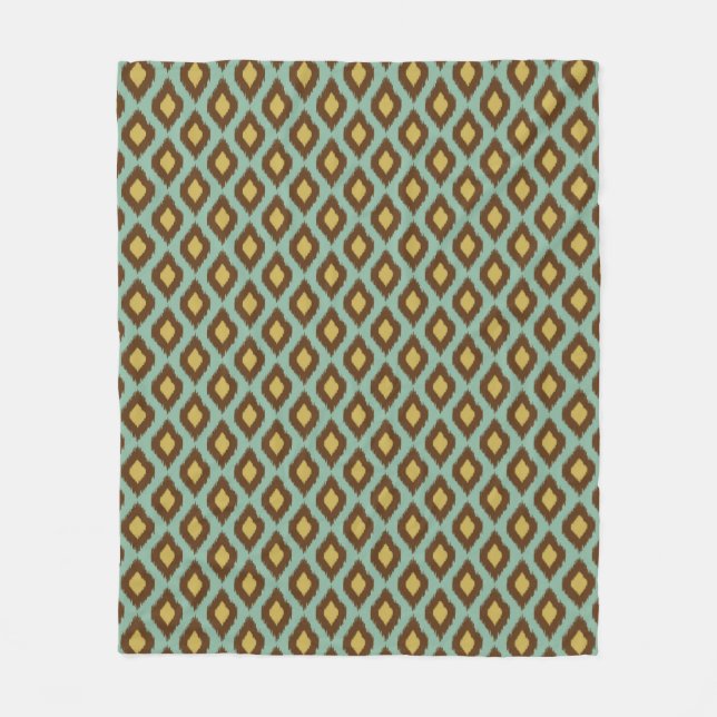Modern tribal ikat blue yellow modern fleece blanket (Front)