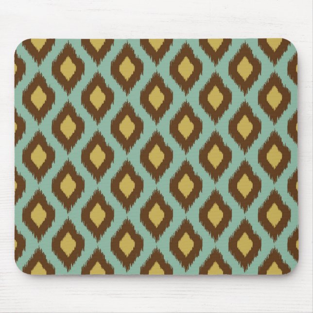 Modern tribal ikat blue yellow modern mouse pad (Front)
