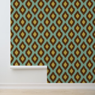 Modern tribal ikat blue yellow modern wallpaper