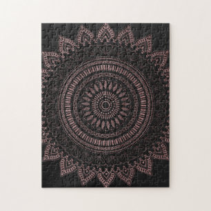 Modern tribal rose gold mandala design jigsaw puzzle