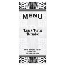 Modern Tribal Urban Edge Black White Menu Card