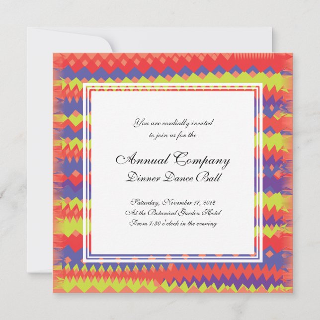 Modern Tribal ZigZag Bright Colourful Purple Invitation (Front)