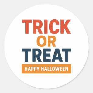 Modern Trick or Treat Happy Halloween Party Classic Round Sticker