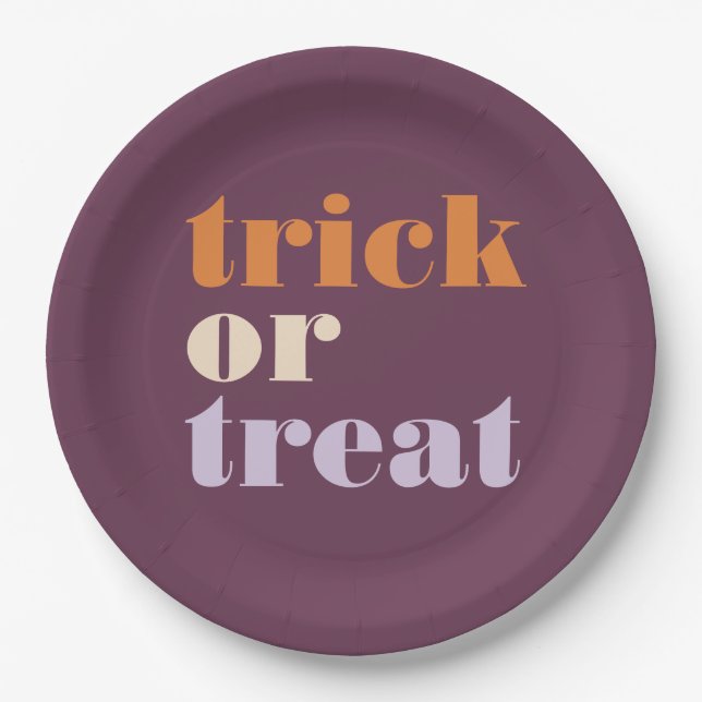 Modern Trick or Treat  Paper Plate (Front)