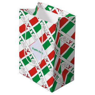 Modern Tricolore Name Here Italian Flag Tiled Medium Gift Bag