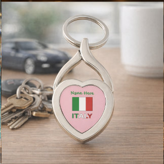 Modern Tricolore Personalised Name Italian Flag Key Ring