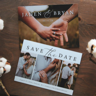 Modern Trio Picture Save the Date Double Sided