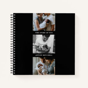 Modern Triptych 3-Photo Collage Journal - Black