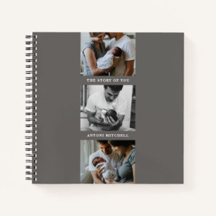 Modern Triptych 3-Photo Collage Journal - Grey