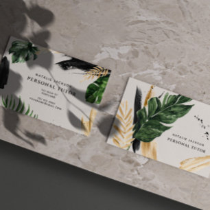 Modern tropical abstract painted watercolor business card