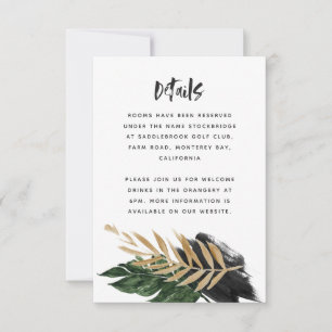 Modern tropical abstract painted wedding details RSVP card