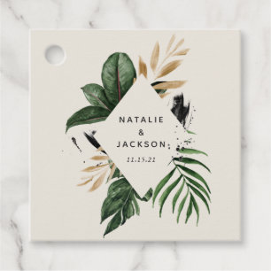 Modern tropical abstract painted wedding favour tags