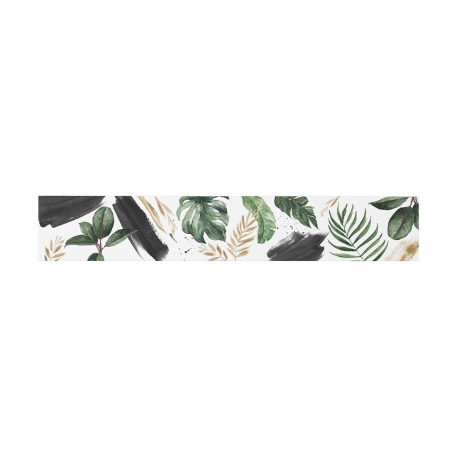 Modern tropical abstract painted wedding invitation belly band (Flat)