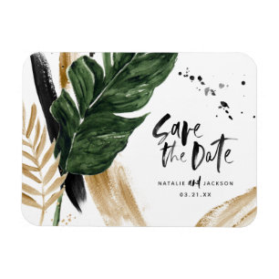 Modern tropical abstract painted wedding magnet