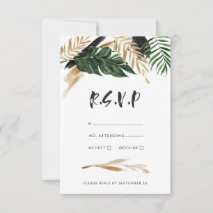Modern tropical abstract painted wedding r.s.v.p RSVP card