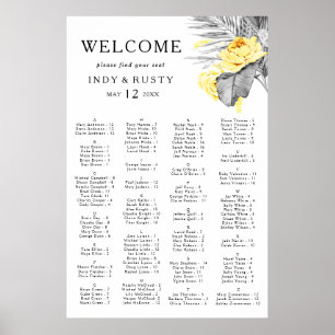 Modern Tropical Alphabetical Seating Chart