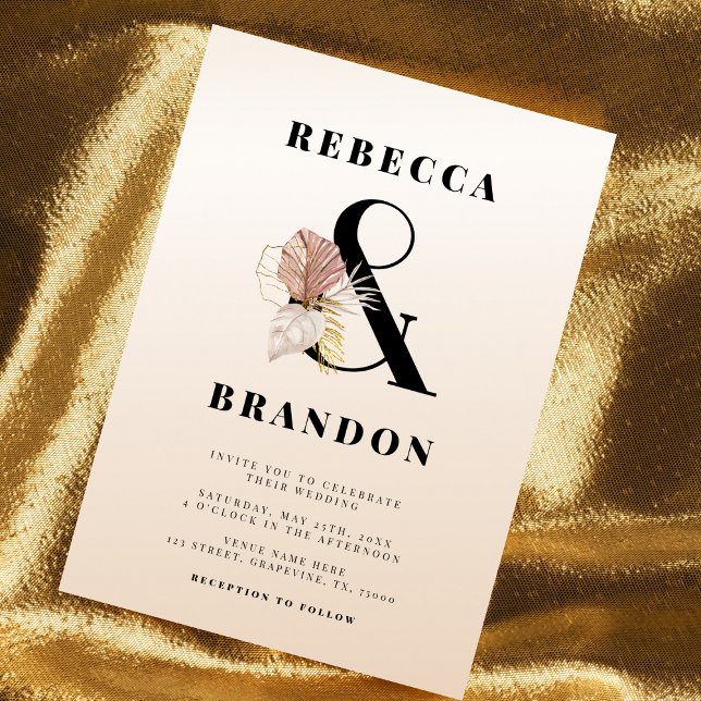 Modern Tropical Ampersand Wedding Invitation (Creator Uploaded)