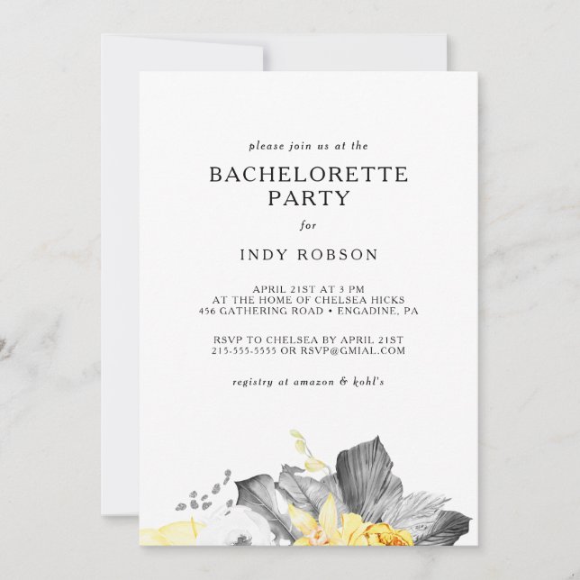 Modern Tropical Bachelorette Party Invitation (Front)