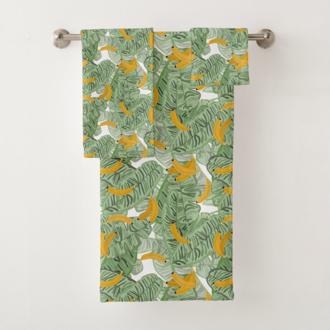 Modern Tropical Banana Greenery Bath Towel Set (Insitu)