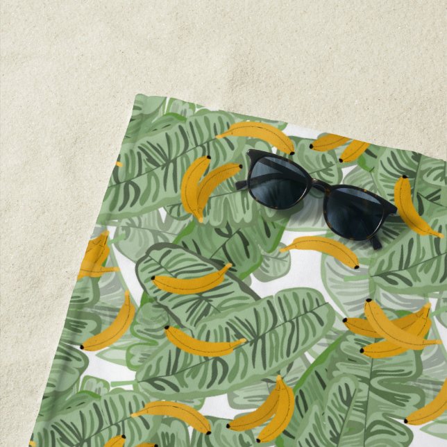 Modern Tropical Banana Greenery Beach Towel (In Situ)