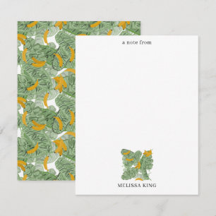 Modern Tropical Banana Greenery Custom Name Card
