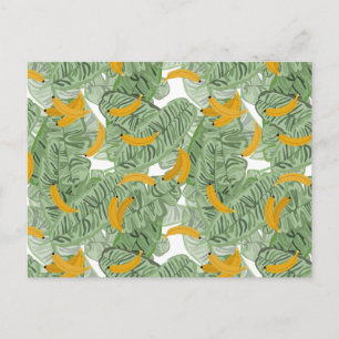 Modern Tropical Banana Greenery Pattern Holiday Postcard