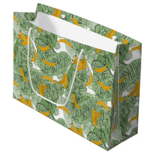 Modern Tropical Banana Greenery Pattern Large Gift Bag