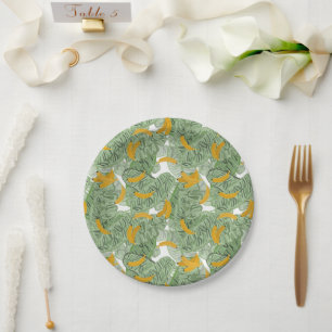 Modern Tropical Banana Greenery Pattern Paper Plate