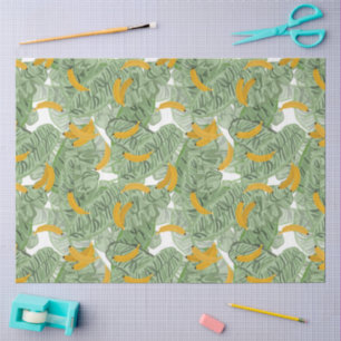 Modern Tropical Banana Greenery Pattern Tissue Paper