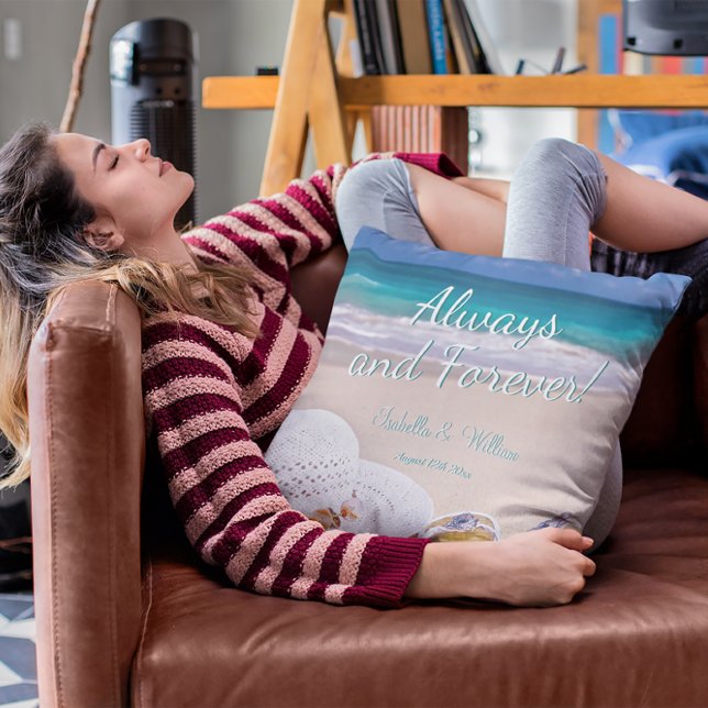 Modern Tropical Beach Always and Forever Cushion (Creator Uploaded)