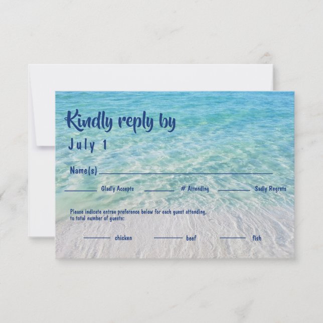 Modern Tropical Beach Meal Choice Reception RSVP (Front)