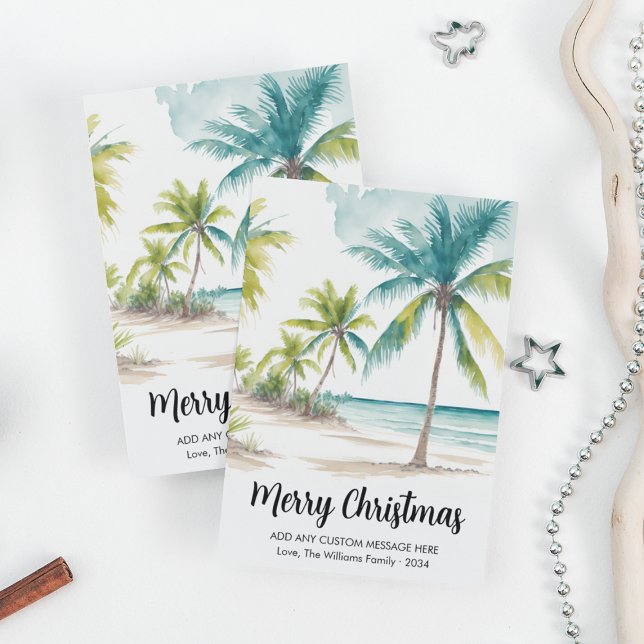 Modern Tropical Beach Palm Trees Christmas Holiday Card (Modern Tropical Beach Palm Trees Christmas Holiday Card
)