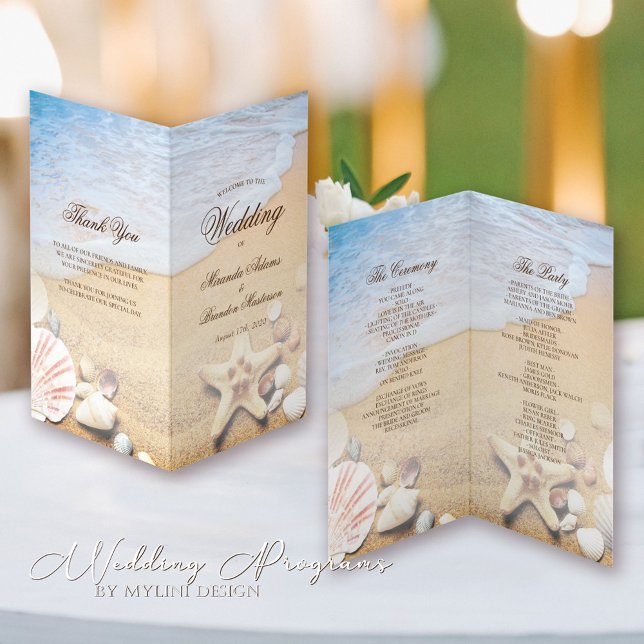 Modern Tropical Beach Wedding Folded Program Flyer (Creator Uploaded)