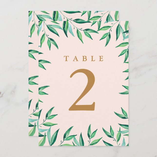 Modern Tropical Beach Wedding Table Numbers (Front/Back)