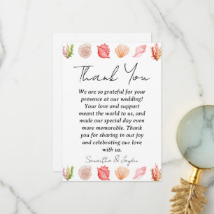 modern tropical beach wedding thank you cards