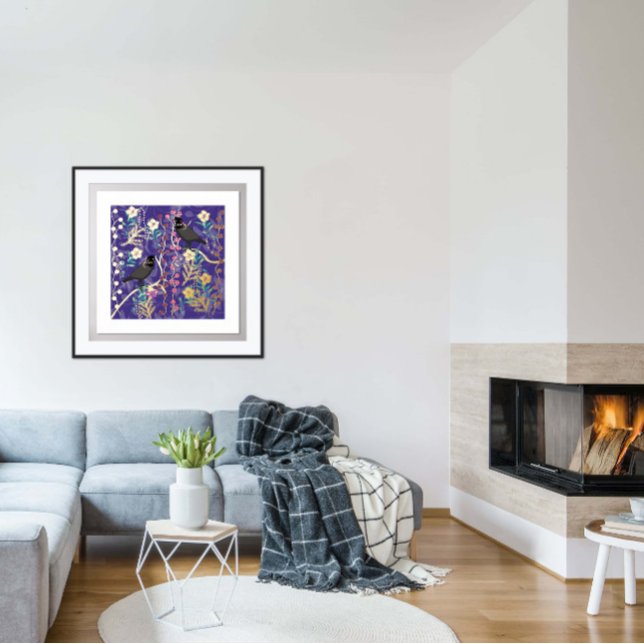 Modern Tropical Bird Abstract Floral Art Foil Prints (Gold Foil Tropical Bird Art Print will add sophistication and wonder to your decor and home)