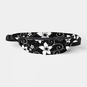 Modern Tropical Black White Floral Bum Bags