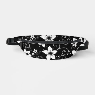 Modern Tropical Black White Floral Bum Bags